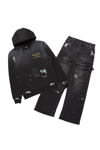 Art Dist Black Hoodie/Baggy Fit Jean Bundle | M/32 / Black