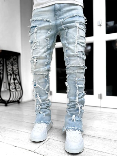 Tassel Trim Denim Pants Street Jeans | Light Blue / S