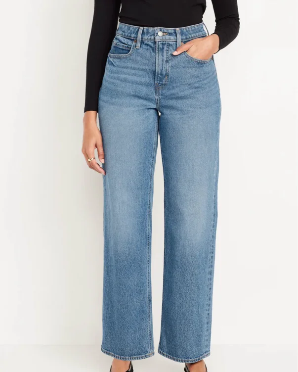 Curvy Extra High-Waisted Cuffed Wide-Leg Jeans | Old Navy