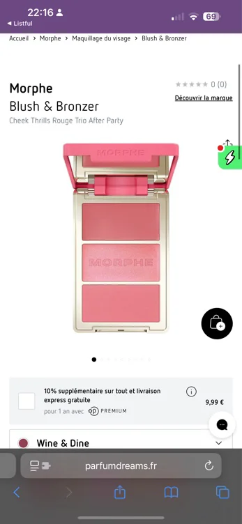 Morphe Blush & Bronzer Cheek Thrills Rouge Trio After Party Wine & Dine / 1 Stk.