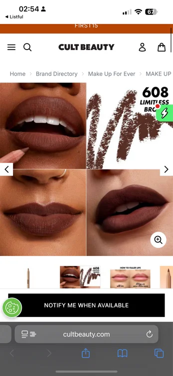 MAKE UP FOR EVER Artist Colour Pencil : Eye Lip and Brow Pencil 1.41g (Various Shades)