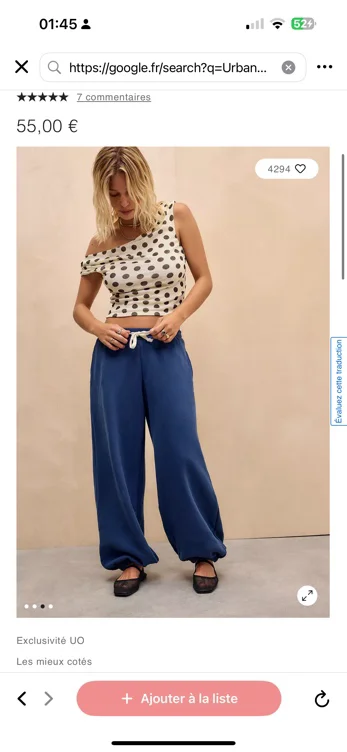 Pantalon taille basse Bengaline UO