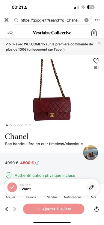 Sac bandoulière en cuir Timeless/Classique