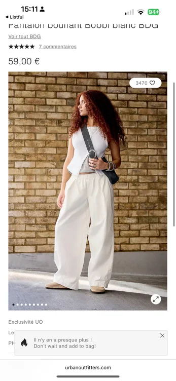 Pantalon bouffant Bobbi blanc BDG