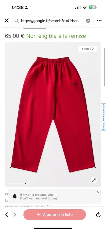 Pantalon taille basse Bengaline UO