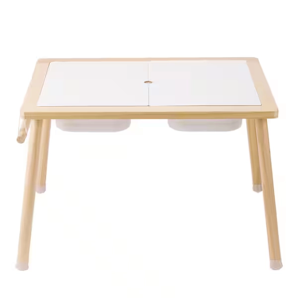 Sensory Table for Toddlers, Kids Activity Table with 3 Foldable Storage Bins and Double-Sided Board, Play Sand, Wooden