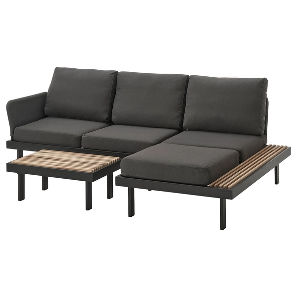 REVSKÄR 3-seat conversation set - outdoor anthracite/Frösön dark gray
