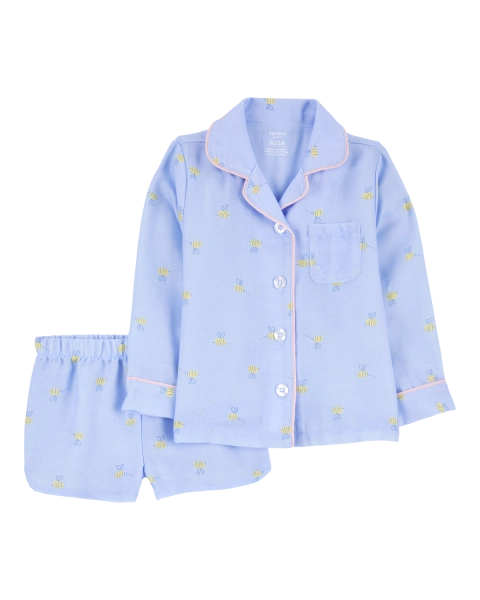 Toddler Bee Print Loose Fit 2-Piece Pajamas