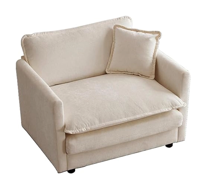 Miscoos Chenille Oversized Accent Chair - 41.4”W Big Comfy Modular Cloud Chair, Cozy Armchair for Living Room, Bedroom, Kids Room, Family Room, Reading Nook, Warm Beige - Warm Beige - Single Chair