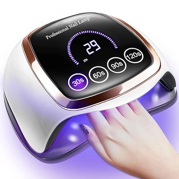 Gugusure UV LED Nail Lamp, 180W Nail Dryer for Gel Polish with LCD Display, Auto Sensor and 4 Timer Settings, Professional Gel Curing Lamp Gel Polish Light with 42 LED Beads for Salon and Home - 180W