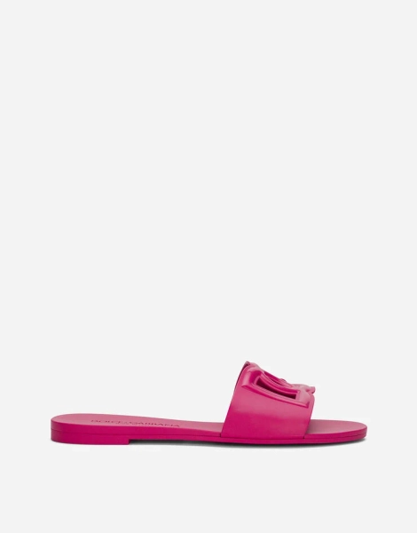 Rubber beachwear sliders in Fuchsia for Women | Dolce&Gabbana® US