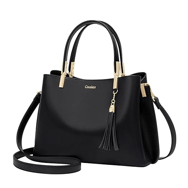 Cnoles Handbags for Women Large Capacity Tote Shoulder Bags Ladies Handle Satchel Purse - Black-c987 - 28*11.7*21cm