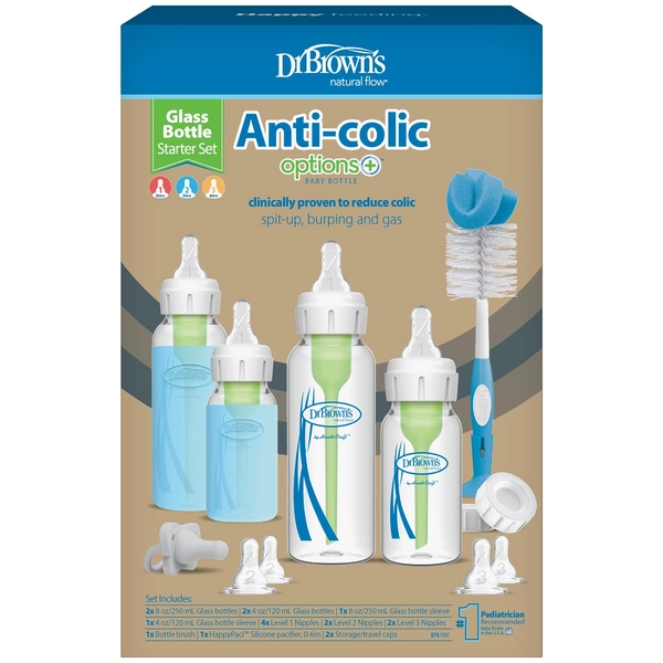 Dr. Brown's Options with Narrow Glass Baby Bottle Starter Gift Set, - Multicolour