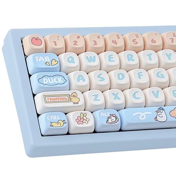 TYRIXKI PBT Keycaps 139 Keys Duck Cute Keycap Set MOA Profile Custom Keycaps Dye-Sublimation for Cherry Gateron MX Swithes 60% Mechanical Keyboards - Boring Duck