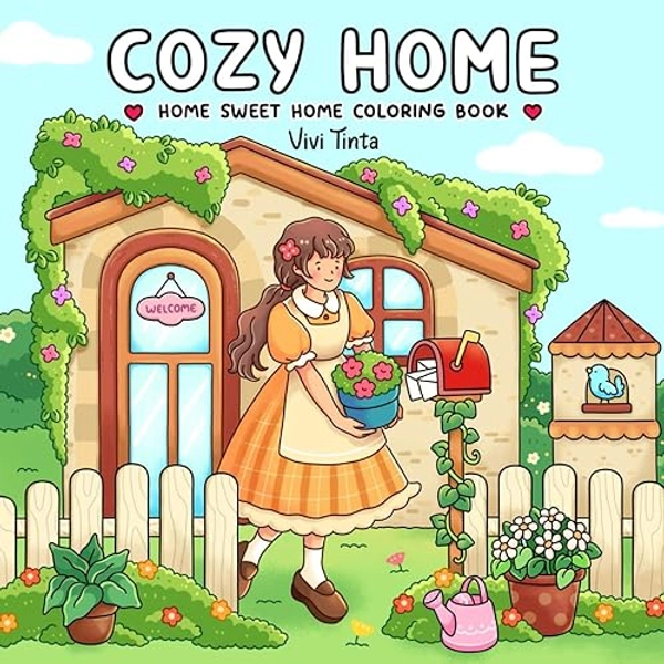 Home Sweet Home: Coloring Book for Adults & Teens Featuring Charming Cottages, Beach Bungalows and Hygge Corners