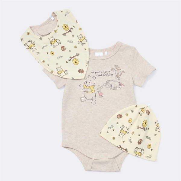 Winnie The Pooh Baby 3 Piece Gift Set - Oatmeal Marl | BIG W