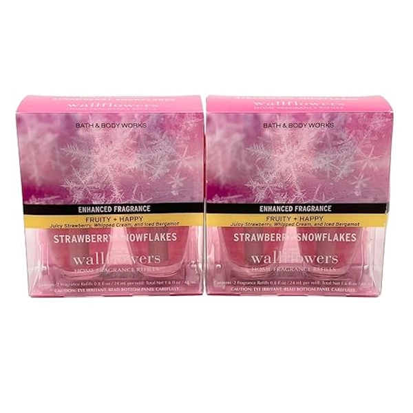 Bath & Body Works Strawberry Snowflakes Wallflowers Home Fragrance Refills 0.8 fl oz Each - 4 Pack, Pink