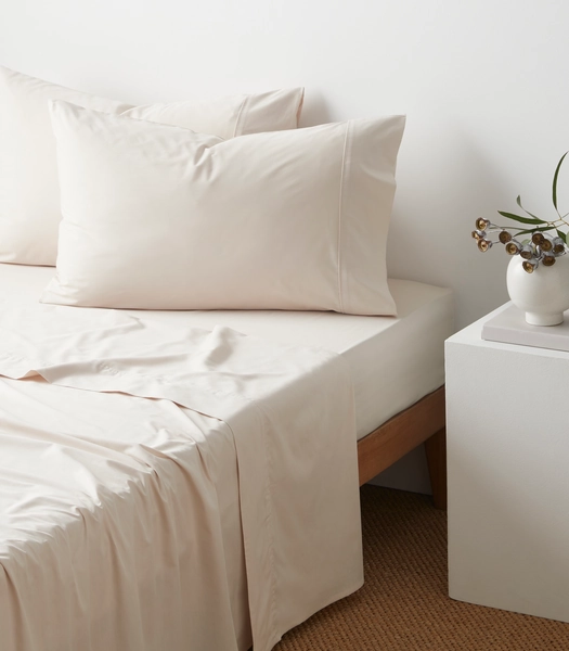 Australian Cotton King Single 250 Thread Count Fitted Sheet - Natural