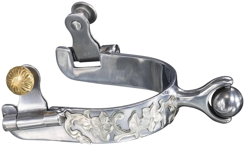 Tough 1 Roller Ball Sweet Iron Spur with Floral Design Ladies