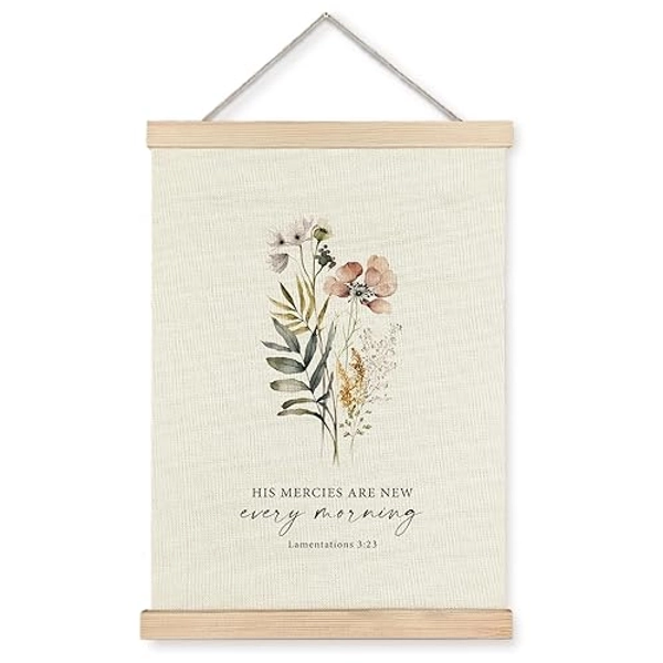 Supwhd Christian Wall Decor, His Mercies are New Every Morning Christian Wall Art Framed, Christian Decor for Bedroom Living Room Office 12x16 - His Mercies are New Every Morning - 12x16