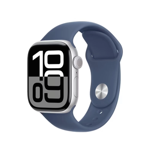 Apple Watch Series 10 GPS 42mm Silver Aluminum Case with Denim Sport Band - S/M