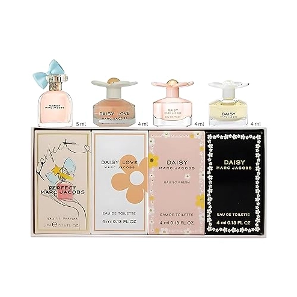 Marc Jacobs 4 Pieces for Women Mini Gift Set, 0.55 Ounce - Daisy, Perfect, Eau So Fresh, Love