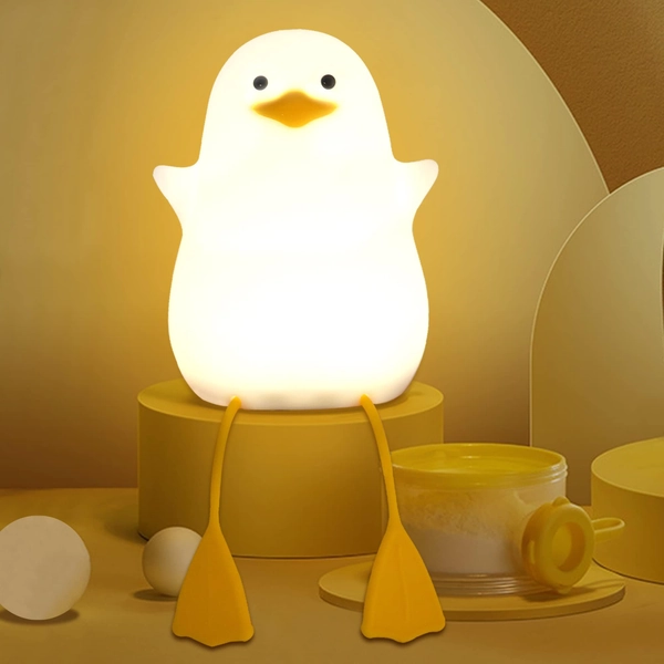 Cute Duck Night Light for Kids, Soft Silicone LED Touch Toddler Lamp with Timer, USB Rechargeable Dim Feeding Warm White Nightlight, Desk Bedside Bedroom Decor Birthday Gifts for Baby Children Women - Duck