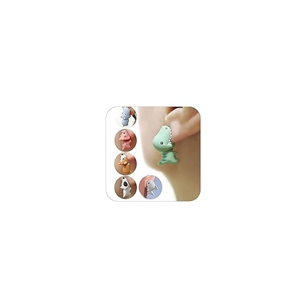 Cute Animal Bite Earrings for Women 3D Clay Animal Dinosaur Earrings Funny Animal Cartoon Biting Ears Stud Earrings Christmas Gifts - A1: 6pairs animal earrings