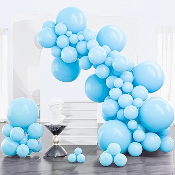 PartyWoo Light Blue Balloons 100 pcs Blue Balloons Baby Blue Balloons Different Sizes Pack of 18 12 10 5 Inch Pastel Blue Balloon Arch Kit Garland for Boy's Baby Shower Party Decorations Blue-Y4 - Light Blue-y4