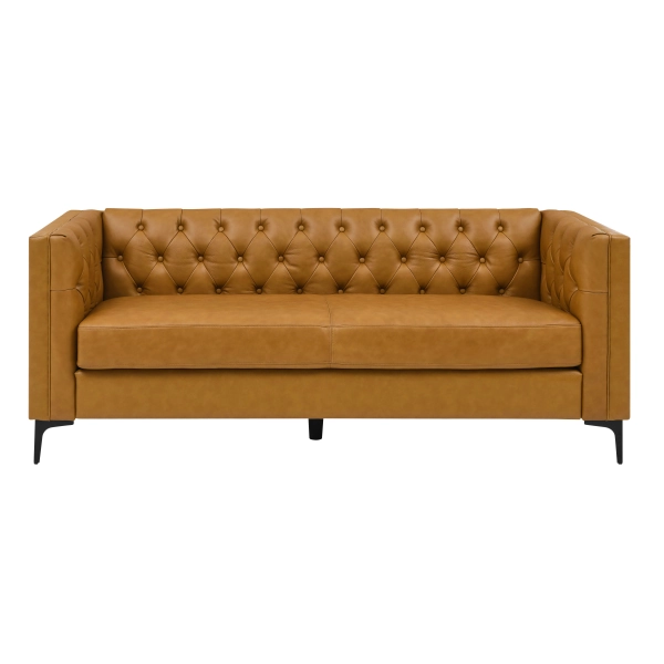 Lark Manor™ 78" Mid Century Modern Geniune Leather Luxury Chesterfield Sofa & Reviews | Wayfair