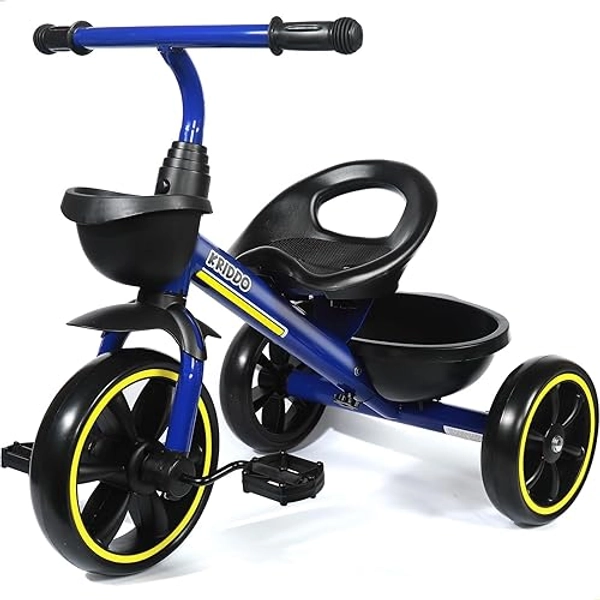 KRIDDO Kids Tricycles Age 24 Month to 4 Years, Toddler Kids Trike for 2.5 to 5 Year Old, Gift Toddler Tricycles for 2-4 Year Olds, Trikes for Toddlers, Blue - Blue