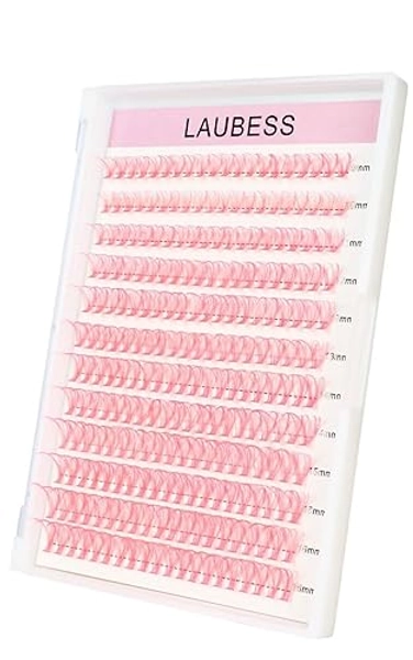 Colored Lash Clusters 40D Pink Individual Lashes D Curl Cluster Lashes Mixed Length Colored Lash Extensions Cluster Eyelash Extensions (Pink 40D-0.07D, 9-16mm) - 240pcs-40D-0.07D-Mix9-16mm-Pink