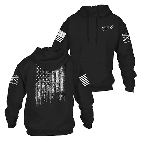 Grunt Style 1776 Flag Hoodie - X-Large - Black