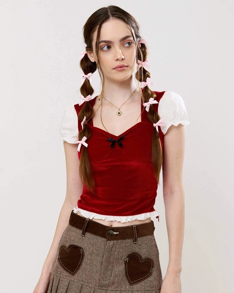 Red Velour Top