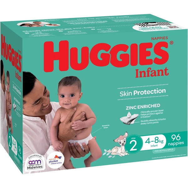 Huggies Infant Nappies Size 2 (4-8kg) 96 Pack