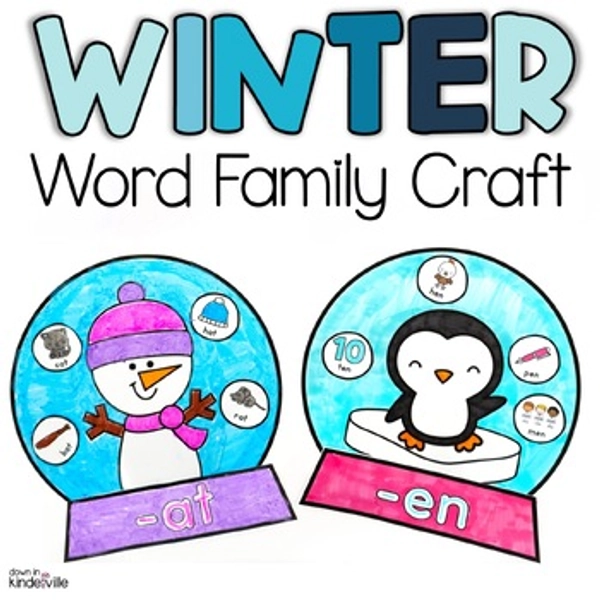 Winter Word Family Craft CVC Words Snowman Penguin Craft Rhyming Bulletin Board