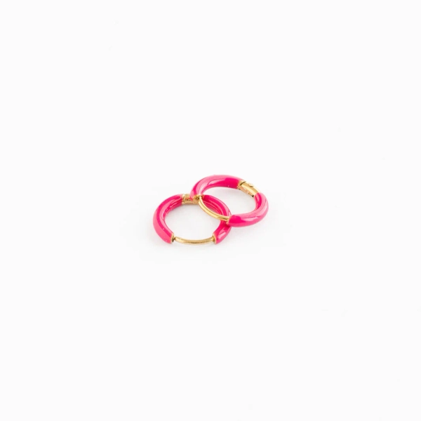 Enamel Hoop | Neon Pink / Pair
