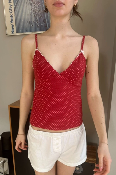 Tiffany Polka Dot Tank | Red With White Polka Dots / XS/S