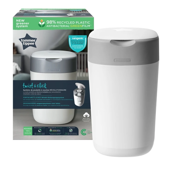 Tommee Tippee Twist & Click Nappy Disposal Unit - Cotton White | Nappy Bins | Baby Bunting AU