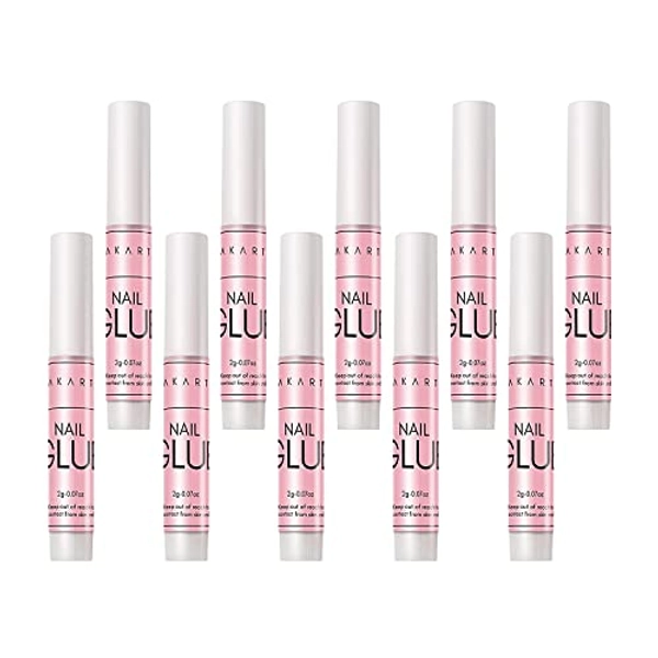 Makartt Super Strong Nail Glues for Acrylic Nails, 10Pcs Nail Glue for Nail Repair, Professional Super False Nail Adhesive Glue for Broken Nails Long Lasting - 2 g (Pack of 10)