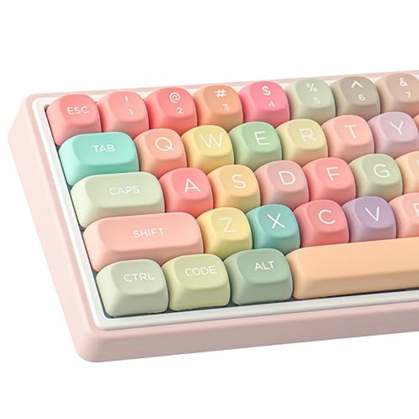 TYRIXKI PBT Keycaps 126 Keys MOA Profile Cute Keycaps Dye-Sublimation Rainbow Candy Keycaps Set Custom Keycaps for Cherry Gateron MX Swithes Mechanical Keyboards - Rainbow Candy