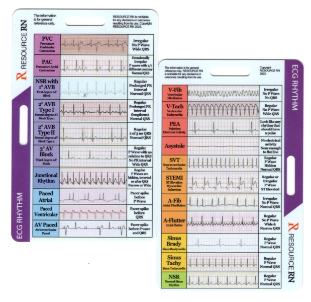 ECG/EKG Rhythms Horizontal and Vertical Option, Healthcare, Nursing, Badge Pocket Card - Etsy