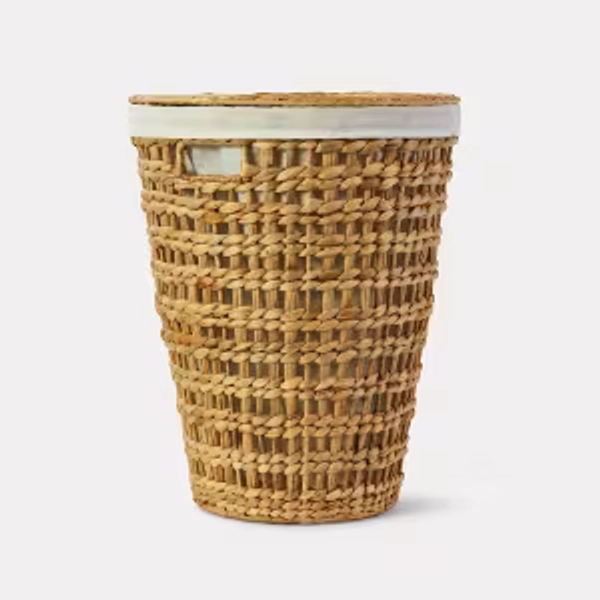 Round Open Weave Hamper with Lid