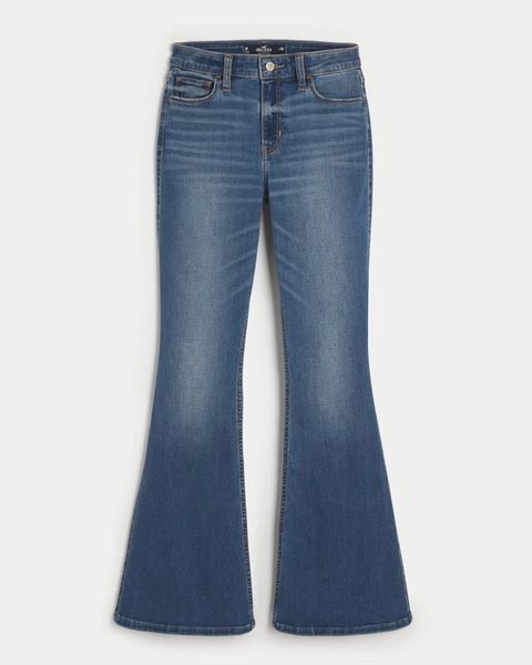 Women's High-Rise Medium Wash Flare Jeans | Women's Bottoms | HollisterCo.com