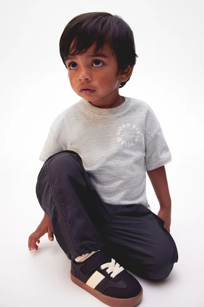 Printed Cotton T-Shirt - Light gray/Good Vibes Squad - Kids | H&M US