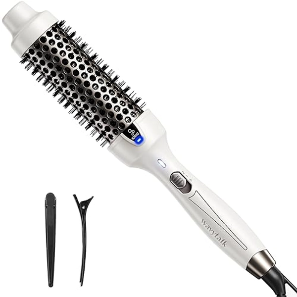 Wavytalk Thermal Brush, 1.5 Inch Ionic Thermal Round Brush Creates Blowout Look in 10 Minutes, Heated Round Brush Makes Hair Shinier & Smoother, Dual Voltage (White) - White