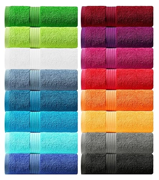 Lashuma 2er Flauschiges Handtücher Set 50x100 cm, Linz flauschig und saugstarkes Frottierhandtuch Türkis - 2 Handtücher 50x100 cm - Türkis
