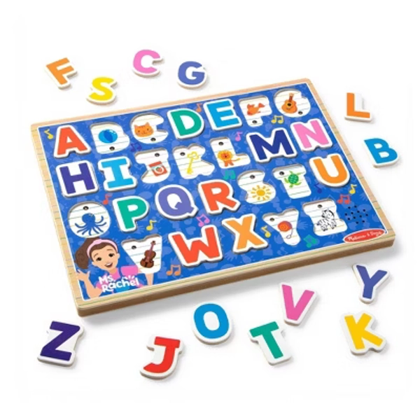 Melissa & Doug® Ms. Rachel Wooden Phonics Alphabet Sound Puzzle with Light-Activated Sound Effects, 26-Piece