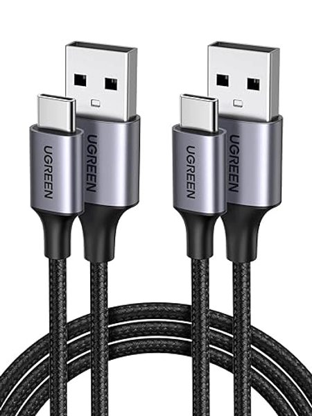 UGREEN USB C Kabel 2 Stück USB auf USB C Kabel Nylon Geflochten USB C Ladekabel kompatibel mit S24 Ultra S24+ S24 S23 S22 S10 A73 A72 A53 P60 Lite iPhone 15 Pro 15 Pro Max(2M) - 2.0 Meter
