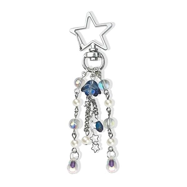 Agromusk Jellyfish Keychain,Cute Y2K Car Keychains for Women Girls Jellyfish Bag Charms Purse Accessories Star Jelly Decor - Dark Blue